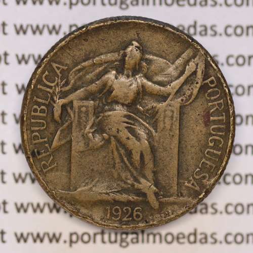 1 Escudo 1926 Bronze-Alumínio, 1$00 1926 Alumínio-Bronze Republica Portuguesa, (BC+), World Coins Portugal  KM 576