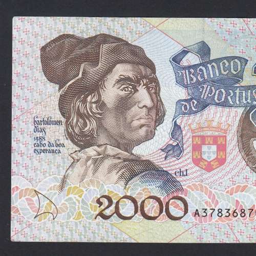 2000 Escudos 29 Agosto 1991 Bartolomeu Dias, 29/08/1991, A37, Chapa1, Banco de Portugal, World Paper Money Pick 186, (Circulada)