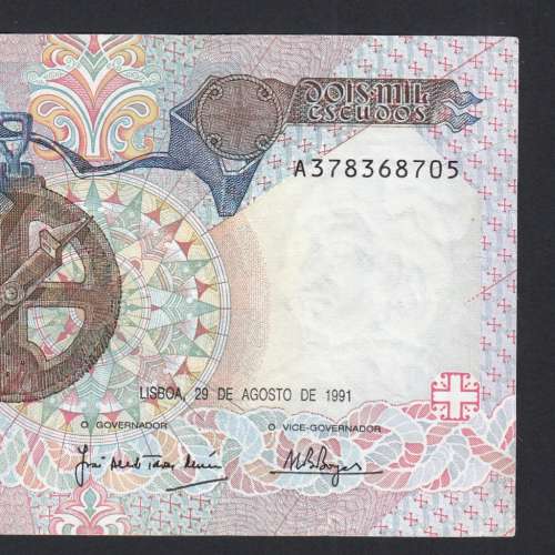 2000 Escudos 29 Agosto 1991 Bartolomeu Dias, 29/08/1991, A37, Chapa1, Banco de Portugal, World Paper Money Pick 186, (Circulada)