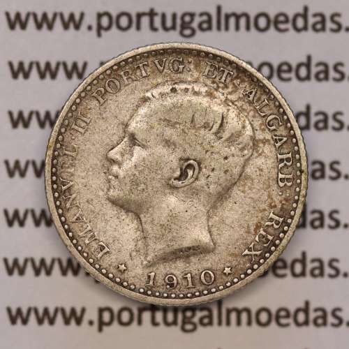 silver coin 100 réis 1910 of D. Manuel II, (VF), World Coins Portugal KM 548