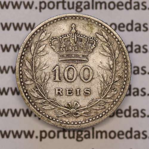 100 réis 1910 prata D. Manuel II, tostão prata 1910, (MBC), World Coins Portugal KM 548