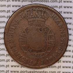 coin of 2 Macutas 1815 copper D. João Príncipe Regente, Angola, Recoined on 1 Macuta of D. José I, (VF), World Coins Angola KM47