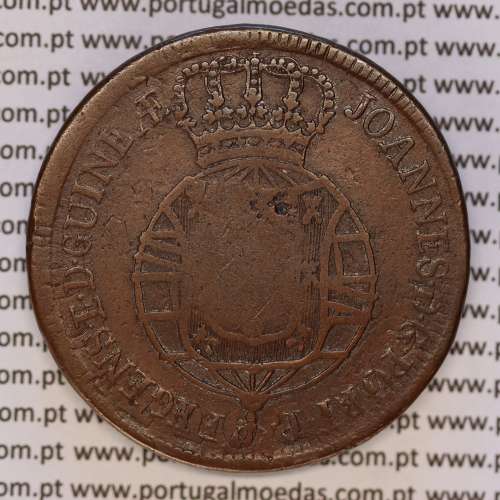 coin of 2 Macutas 1815 copper D. João Príncipe Regente, Angola, Recoined on 1 Macuta of D. José I, (VF), World Coins Angola KM47