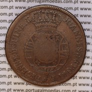 2 Macutas 1815 cobre D. João Príncipe Regente, Angola, (Recunhada sobre 1 Macuta de D. José I), (MBC), World Coins Angola KM 47