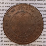 2 Macutas 1815 cobre D. João Príncipe Regente, Angola, (Recunhada sobre 1 Macuta de D. José I), (MBC), World Coins Angola KM 47