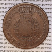 coin of 2 Macutas 1815 copper D. João Príncipe Regente, Angola, Recoined on 1 Macuta of D. José I, (VF), World Coins Angola KM47