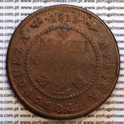 coin of 2 Macutas 1815 copper D. João Príncipe Regente, Angola, Recoined on 1 Macuta of D. José I, (VF), World Coins Angola KM47