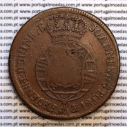 2 Macutas 1815 cobre D. João Príncipe Regente, Angola, (Recunhada sobre 1 Macuta de D. José I), (MBC), World Coins Angola KM 47