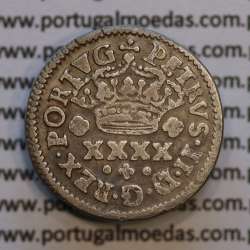 Silver Half Tostão D. Pedro II, Porto, Smooth Maple, Type 22 crown crown, inner with three lines, World Coins Portugal KM137