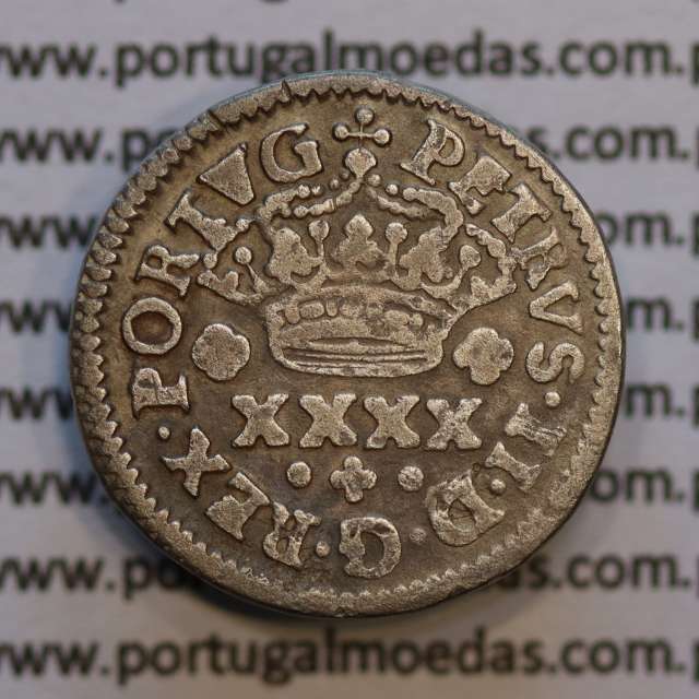 Silver Half Tostão D. Pedro II, Porto, Smooth Maple, Type 22 crown crown, inner with three lines, World Coins Portugal KM137