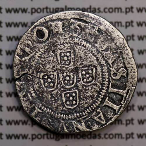 Meio Tostão prata, D. Sebastião I (1557 -1578), Legenda:  •SEBASTIANVS•I•REX•POR / •IN•HOC•SIGNO•VINCES
