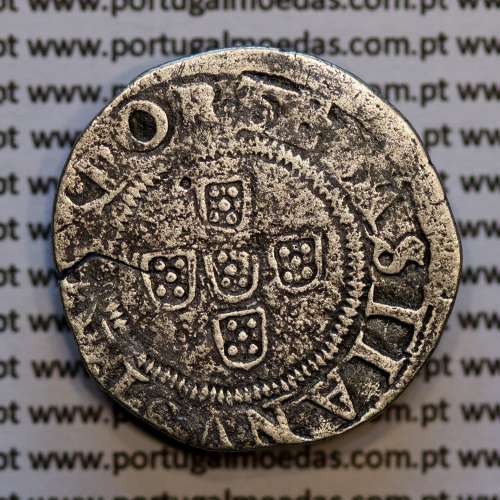 silver coin, Half Tostão of D. Sebastião I (1557 -1578), Legend:  •SEBASTIANVS•I•REX•POR / •IN•HOC•SIGNO•VINCES