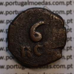 coin Portuguese India, 6 Reis copper D. João VI (1816-1826), Armillary Sphere big, (F), World Coins India Portuguese KM 226