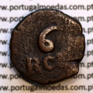 Índia, 6 Reis cobre D. João VI (1816-1826), Esfera Armilar Grande, India Portuguesa, (BC), World Coins India Portuguese KM 226