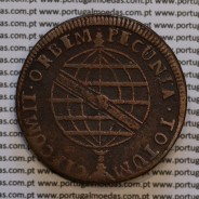XL Réis 1816 cobre D. João Príncipe Regente (Brasil), "B" Bahia, Coroa sem pedúnculos, circulo 58 Pérolas, World Coins KM 234.2