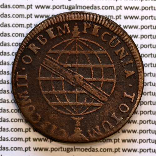 XL Réis 1816 cobre D. João Príncipe Regente (Brasil), "B" Bahia, Coroa sem pedúnculos, circulo 58 Pérolas, World Coins KM 234.2