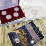 VII Série dos descobrimentos em Prata PROOF, 4x moedas 200$00 1996 Prata 925%, "Navegando no Mar da China", World Coins KM PS29