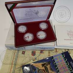 4 silver coins of 200 escudos 1996 Portugal, China, Macau, Taiwan, Siam, VII Series Portugueses Discoveries, World Coins KM PS29
