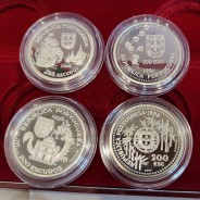 VII Série dos descobrimentos em Prata PROOF, 4x moedas 200$00 1996 Prata 925%, "Navegando no Mar da China", World Coins KM PS29