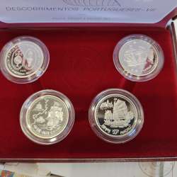 4 silver coins of 200 escudos 1996 Portugal, China, Macau, Taiwan, Siam, VII Series Portugueses Discoveries, World Coins KM PS29