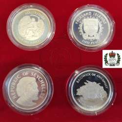 Rare Set 8 Proof Silver Coins 1977, 1st Queen Elizabeth II Jubilee, 8 different British Isles, Spink & Son Certified Case, Ltd,