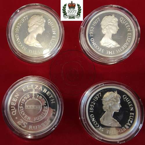 Rare Set 8 Proof Silver Coins 1977, 1st Queen Elizabeth II Jubilee, 8 different British Isles, Spink & Son Certified Case, Ltd,