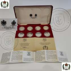 Rare Set 8 Proof Silver Coins 1977, 1st Queen Elizabeth II Jubilee, 8 different British Isles, Spink & Son Certified Case, Ltd,