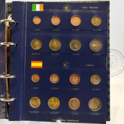 Collection with series of the first Euro coins from the first 12 Adhering Countries of the Euro zone, (UNC), in sheets and album