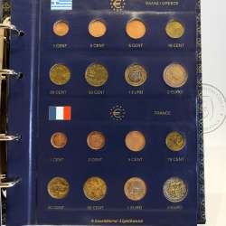 Collection with series of the first Euro coins from the first 12 Adhering Countries of the Euro zone, (UNC), in sheets and album