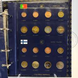 Collection with series of the first Euro coins from the first 12 Adhering Countries of the Euro zone, (UNC), in sheets and album