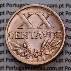 20 centavos 1942 Bronze of Portuguese Republic, XX centavos 1942 Bronze, (UNC), World Coins Portugal KM 584