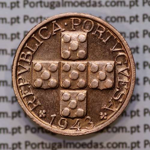 XX centavos 1943 Bronze, 20 centavos 1943 Republica Portuguesa, (Soberba), World Coins Portugal KM 584