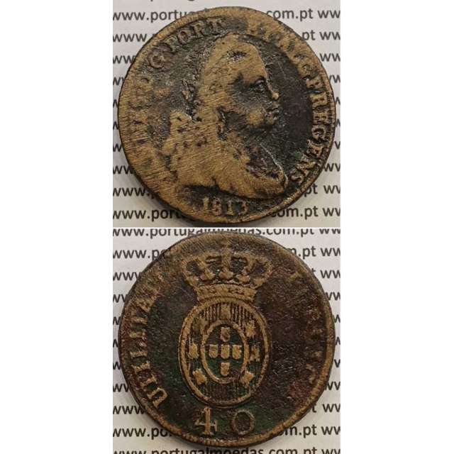 MOEDA PATACO (40 RÉIS) BRONZE 1813 (BC+) LEGENDA SEPARADA