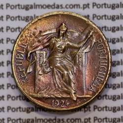 50 Centavos 1924 Bronze-Alumínio, $50 centavos 1924 Alumínio-Bronze da Republica, (MBC+), World Coins Portugal KM575