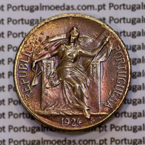Portugal coin of, 50 Centavos 1924 Aluminium-bronze of Portuguese Repubic, (VF), World Coins Portugal KM 575