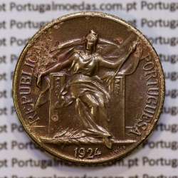 50 Centavos 1924 Bronze-Alumínio, $50 centavos 1924 Alumínio-Bronze da Republica, (MBC+), World Coins Portugal KM575