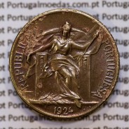 50 Centavos 1924 Bronze-Alumínio, $50 centavos 1924 Alumínio-Bronze da Republica, (MBC+), World Coins Portugal KM575
