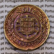 50 Centavos 1924 Bronze-Alumínio, $50 centavos 1924 Alumínio-Bronze da Republica, (MBC+), World Coins Portugal KM575