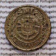Portugal coin of, 50 Centavos 1924 Aluminium-bronze of Portuguese Repubic, (F+), World Coins Portugal KM 575
