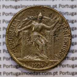 Portugal coin of, 50 Centavos 1924 Aluminium-bronze of Portuguese Repubic, (F+), World Coins Portugal KM 575