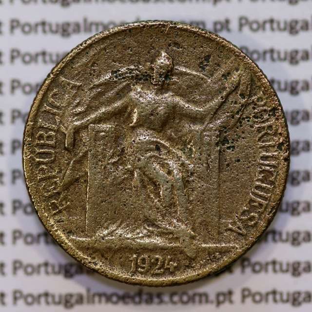 50 Centavos 1924 Bronze-Alumínio, $50 centavos 1924 Alumínio-Bronze da Republica, (BC+), World Coins Portugal KM 575