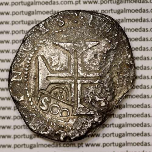 500 Réis coutermarked of D. Afonso VI, at silver coin Cruzado Évora of D. João IV, stamp "S00", World Coins Portugal KM 437.2