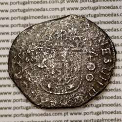 Carimbo de 500 Réis de D. Afonso VI, sobre Cruzado Prata Évora de D. João IV, carimbo "S00" (variante muito escassa sobre Évora) Carimbo de 500 Réis de D. Afonso VI, sobre Cruzado Prata Évora de D. João IV, carimbo "S00" (variante muito escassa sobre Évora)