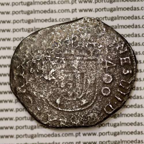 500 Réis coutermarked of D. Afonso VI, at silver coin Cruzado Évora of D. João IV, stamp "S00", World Coins Portugal KM 437.2