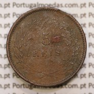 Portugal, 5 réis 1890 bronze coin of King Carlos I, (F), World Coins Portugal KM 530.