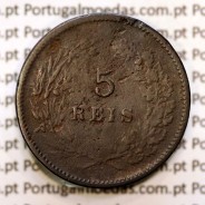 Portugal, 5 réis 1890 bronze coin of King Carlos I, (F), World Coins Portugal KM 530