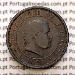 5 réis 1890 bronze D. Carlos I, (BC), World Coins Portugal KM 530