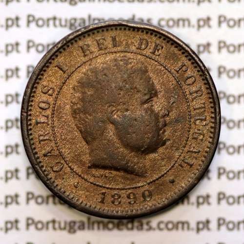 5 réis 1890 bronze D. Carlos I, (BC), World Coins Portugal KM 530