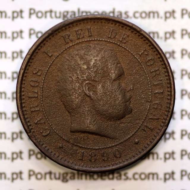 5 réis 1890 bronze D. Carlos I, (BC), World Coins Portugal KM 530