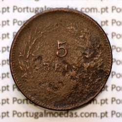 5 réis 1890 bronze D. Carlos I, (BC), World Coins Portugal KM 530